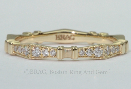 Art deco Geometric diamond and yellow gold wedding ring