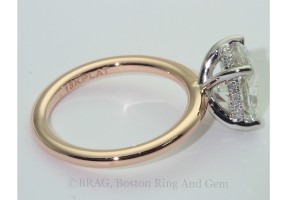 Oval two tone, platinum diamond basket rose gold